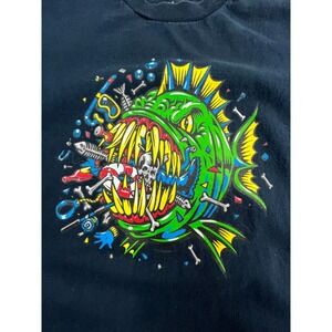 JIMBO PHILLIPS Bad Fish Mens S Shirt Graphic Print Blue USA Made